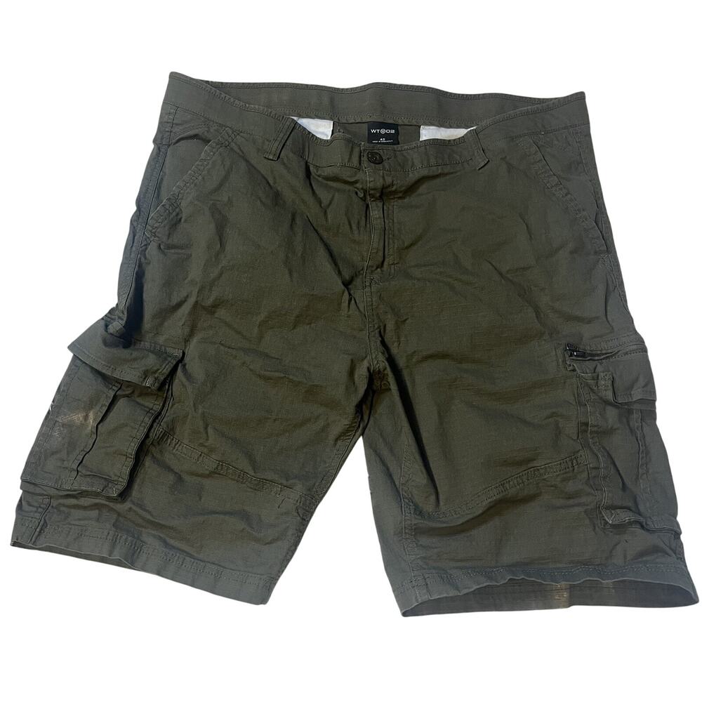 WT02 NEW YORK Mens 42 Army Green Cargo Utility Shorts Slim Straight 100% Cotton